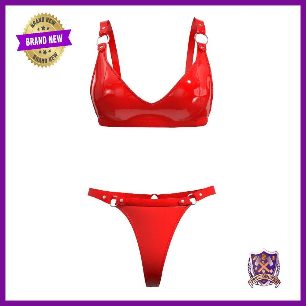 Sexy Leather Lingerie Set with Adjustable Bra and High-Elastic Shorts